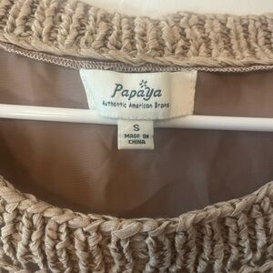Papaya Tan top Sweater/fringe size small
